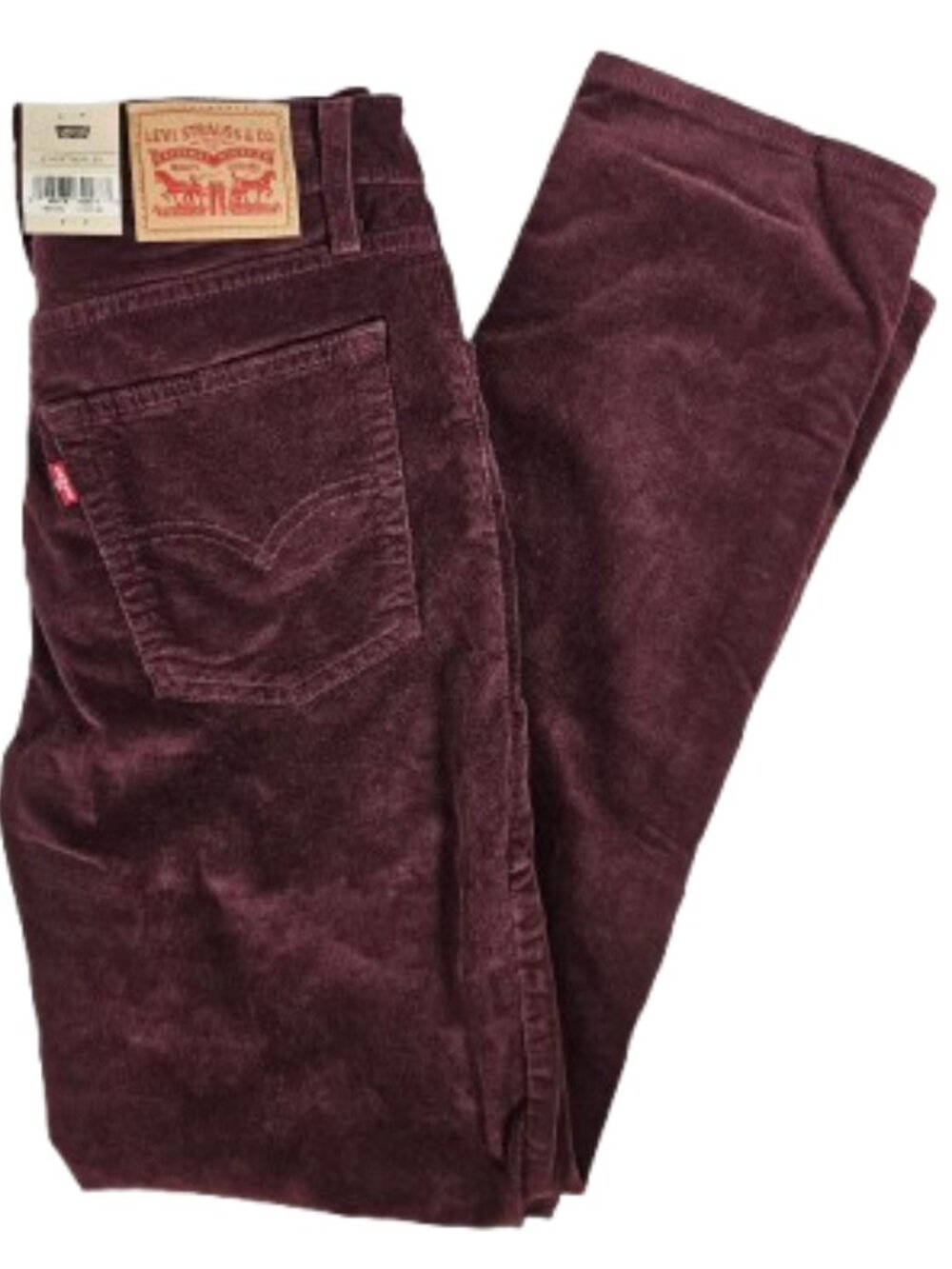 Levi's 724 High Rise Slim Straight Burgundy Corduroy Pants Women's Size 8 Short - Picture 1 of 9